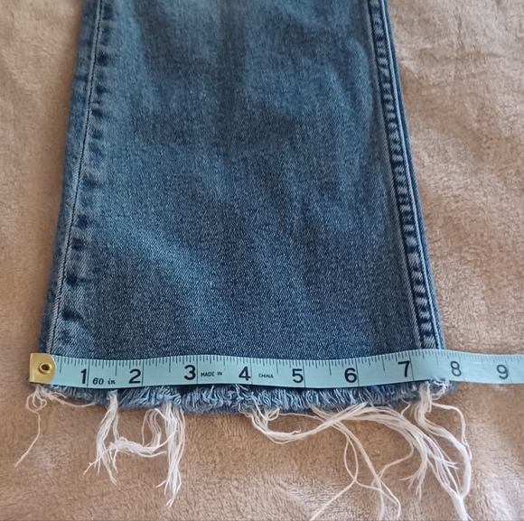 All Saints 28 Zoe Cropped Bootcut Faded Wash Frayed Hem Women’s Blue Jeans - Picture 13 of 16